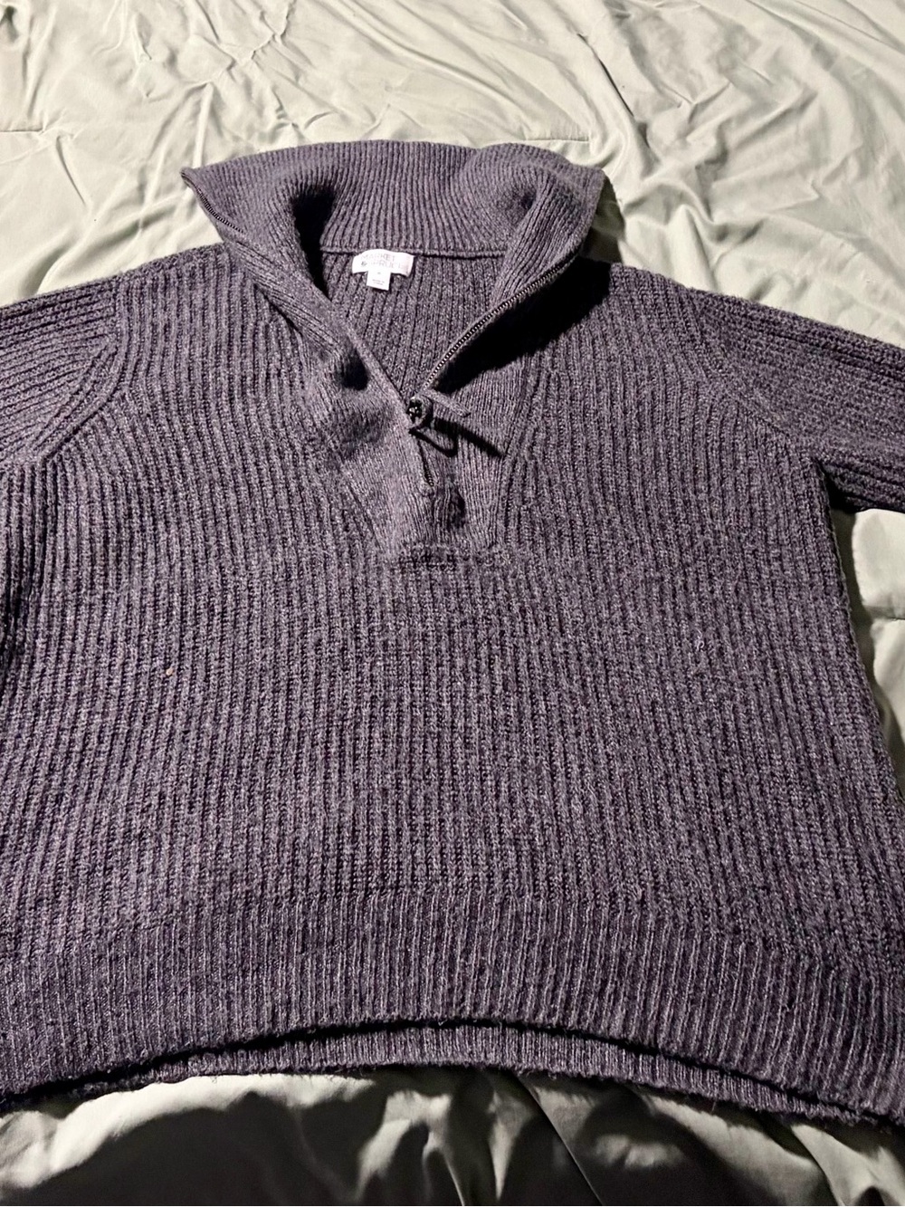 Market & Spruce Men's Ribbed Shawl-Collar Pullover - Heather Grey